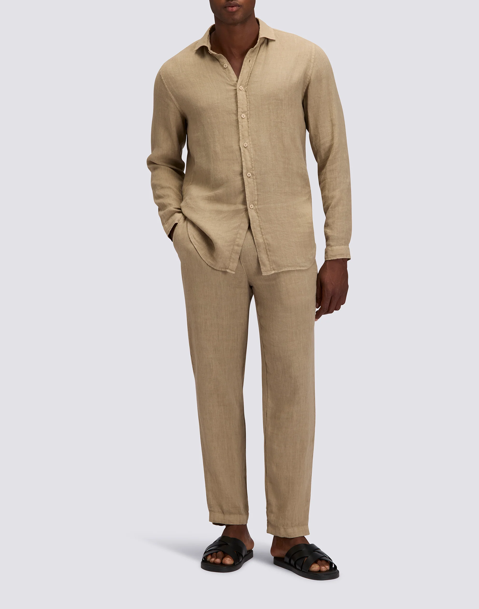 PANTALONI UOMO A VITA ELASTICATA IN LINO - Image 3