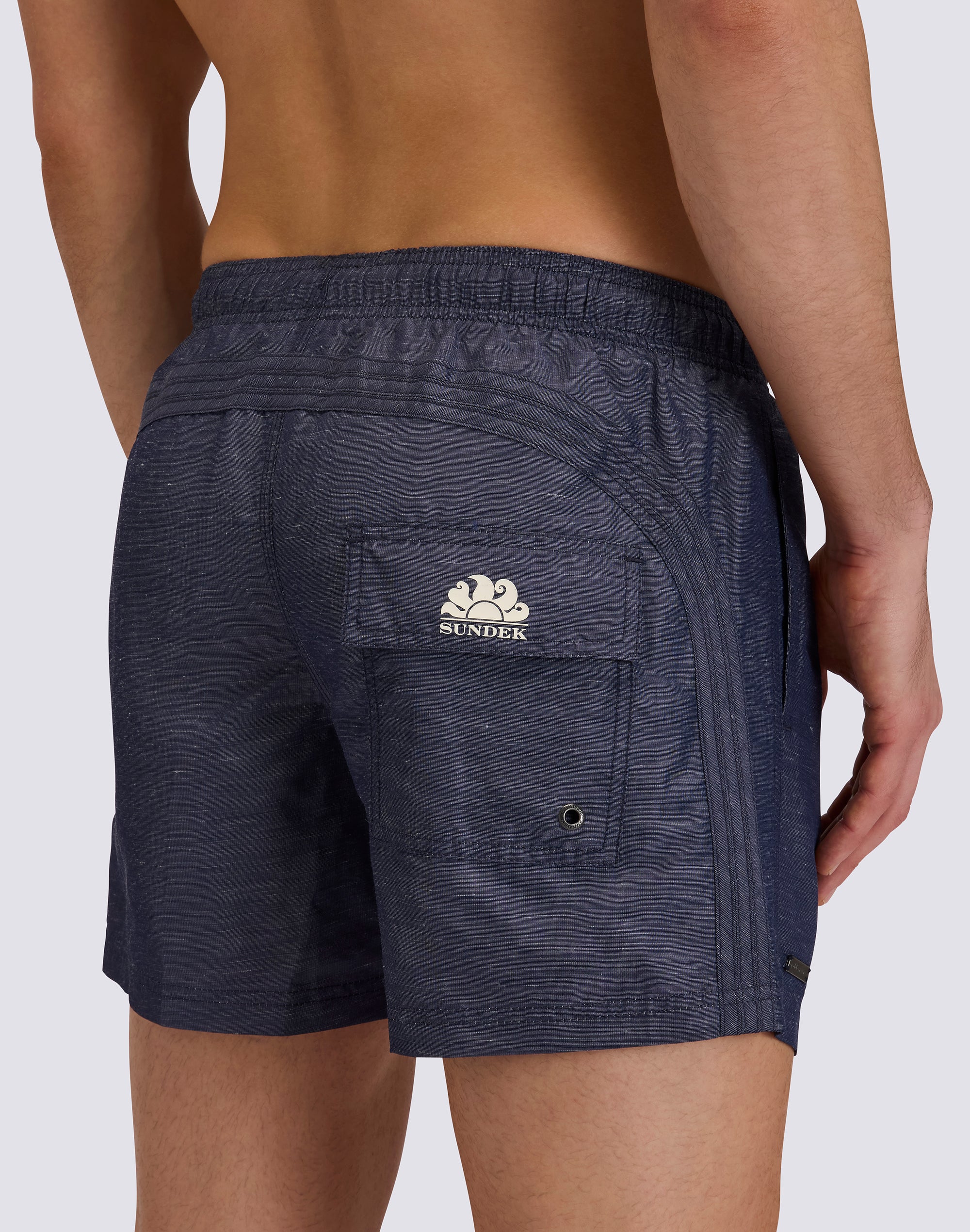 COSTUME DA BAGNO UOMO CORTO VITA ELASTICATA GOLDENWAVE IN LINO RICICLATO - Image 4