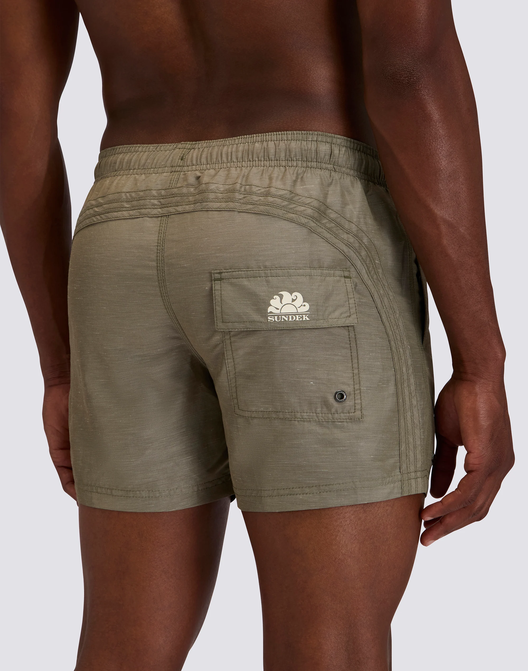 COSTUME DA BAGNO UOMO CORTO VITA ELASTICATA GOLDENWAVE IN LINO RICICLATO - Image 4