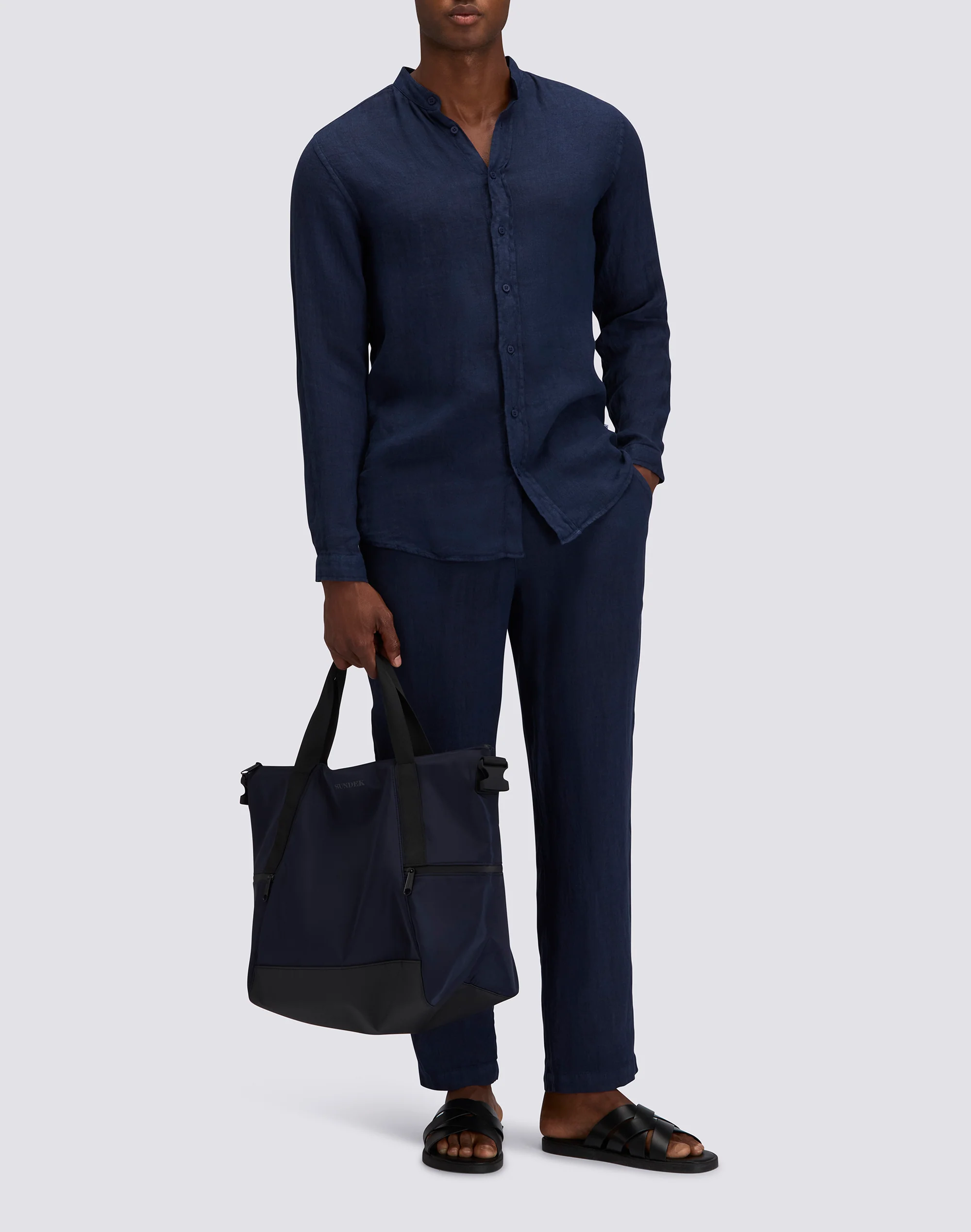 CAMICIA DA UOMO ALLA COREANA IN LINO TINTO CAPO - Image 3