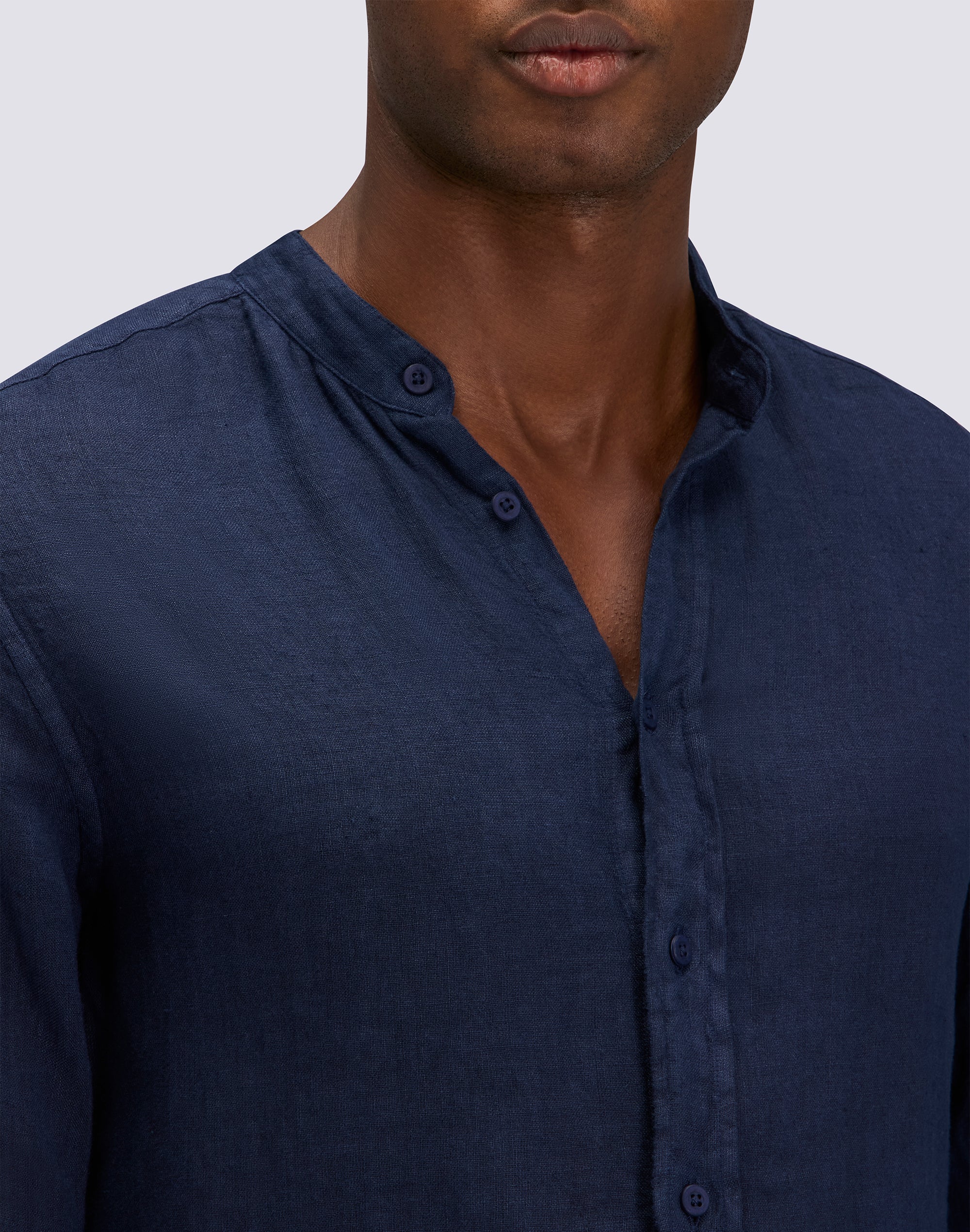 CAMICIA DA UOMO ALLA COREANA IN LINO TINTO CAPO - Image 4